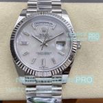 ARF Swiss Replica 40mm Rolex Day-Date MOP Baguette Dial Stainless Steel Watch 